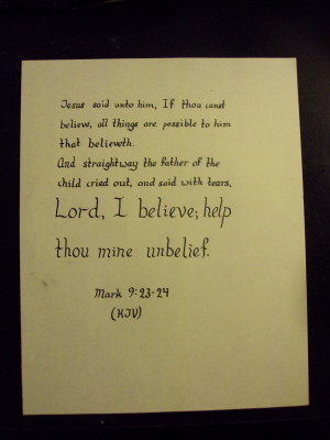 calligraphy scripture quotations mark 9 23 24