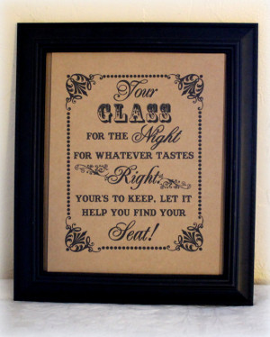 Your Glass For The Night 8 x 10 Wedding Glass Favor Sign - Mason Jar ...