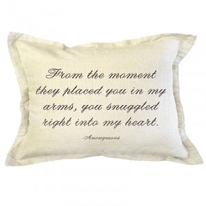 Ben's Garden Belgian Linen Pillow with New Baby Quote