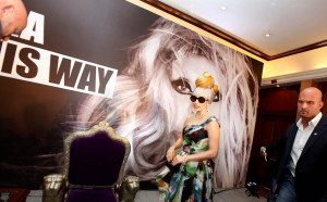 ... Gaga shows off headgear as Brazil celebrates her anti bullying