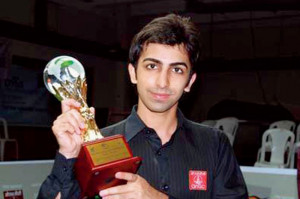 Pankaj Advani with his IBSF World 6 Red Snooker Championship trophy