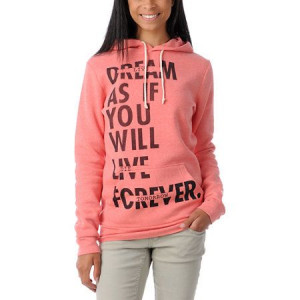 Glamour Kills Live Forever Coral Pullover Hoodie