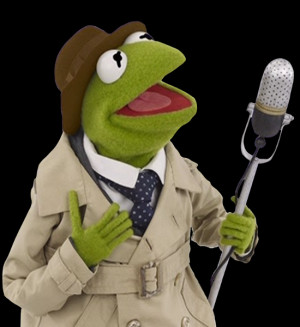 Photo puppet of Reporter Kermit used for the Silly Storytime DVD.