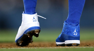 Carl Crawford's cleats on Jackie Robinson Day. (Getty Images)