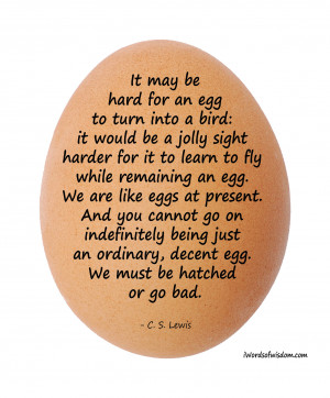 Like eggs we must be hatched or go bad – C S Lewis