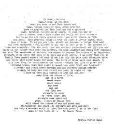 My Dearly Beloved Family Tree ~ poem More