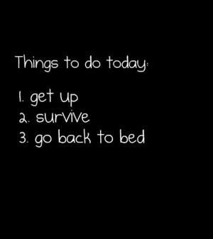 Things to do today:1. get up2. survive3. go back to bed