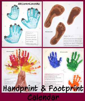 Create a Handprint and Footprint 12 Month Calendar . This is a simple ...