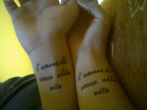 Art Never Comes From Happiness Quote Tattoo On Left Wrist