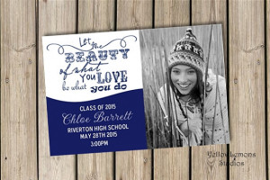 Modern graduation announcement with quote your choice of color (you ...