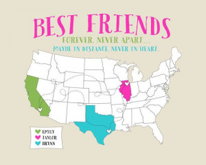 Best Friends Gift Gift for 3 BFFs 8x10 Art Map by WanderingFables, $27 ...