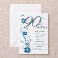 90th birthday in teal Greeting Card for