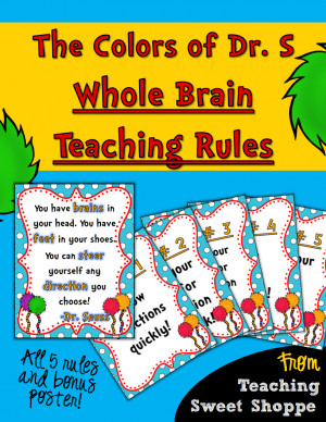 ... is my Whole Brain Teaching Rules Inspired by the colors of Dr. Seuss
