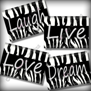 Zebra Print Wall Art Decor Word Quotes Inspirational Dream LIVE Love ...