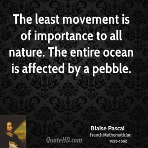 The least movement is of importance to all nature. The entire ocean is ...
