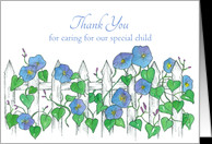 Thank You Caregiver For Child Morning Glory Flower Art card - Product ...