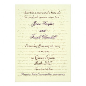 Jane Austen Wedding Celebration Quotes Personalized Invite