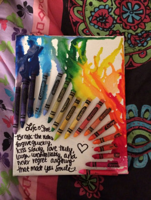 quote heart with melted crayons