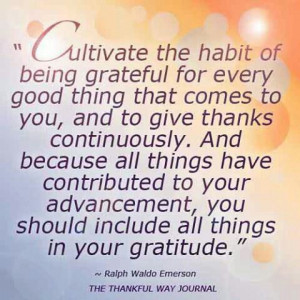 Cultivate the habit of being grateful ~ Ralph Waldo Emerson