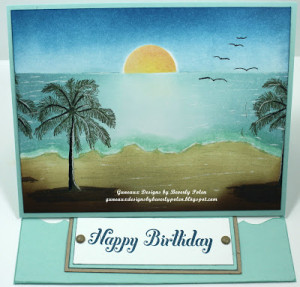 Brayered Beach Scene - Happy Birthday Easel Card