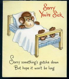 Wonderful Vintage Get Well Card with Monkey Swinging by lollybine, $3 ...