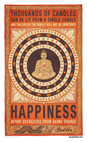 Buddha candle quote happiness never decreases from being shared meme ...