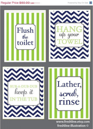 SALE - 30% OFF Kids Bathroom, Cute Sayings, Flush the toilet, Hang up ...