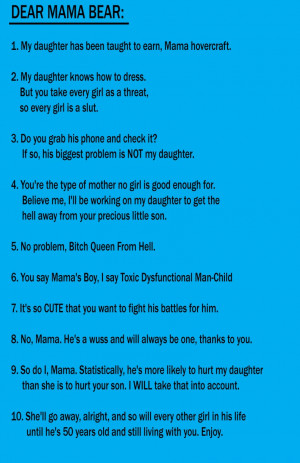 Retort to the “rules for dating my son” meme