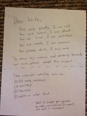 ... note demonstrates exactly how to apologize to your wife after a fight