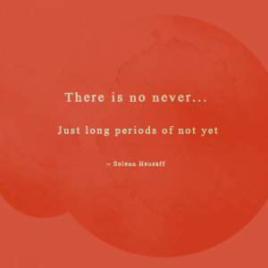 There is no never... just long periods of not yet.