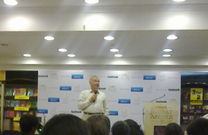 Lord Jeffrey Archer speaking at the event