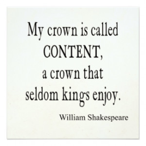 Crown Content Seldom Kings Enjoy Shakespeare Quote Custom Invite