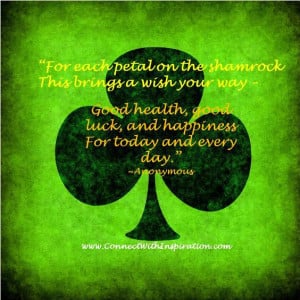 St Patrick's Day Quote, Inspirational Quote, Petal on the Shamrock