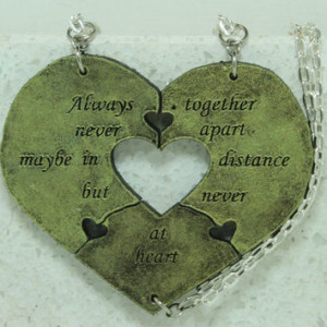 ... Necklaces set of 3 Always Together quote Best Friend Jewelry Green