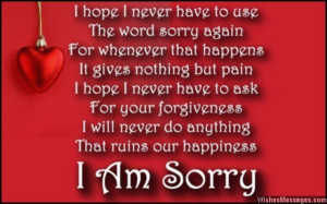 Romantic I am sorry poem message to wife from husband