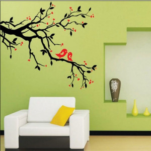 Branches with Cute Flowers and Birds | Trees & Branches wall decals $ ...