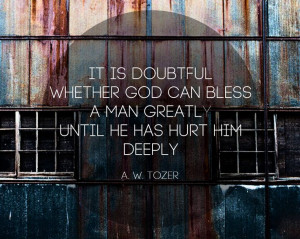 tozer (As much as it stinks, pain and suffering have a purpose ...