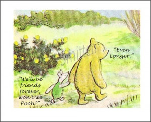 the Pooh and Christopher Robin in the forest 