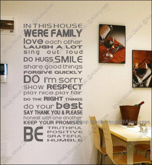 Family House Rules-2 Quote Home Decoration Removable Wall Decal Vinyl ...