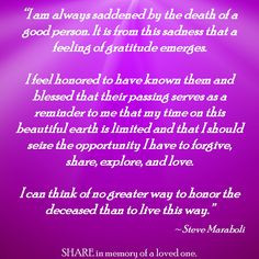 am always saddened by the death of a good person. It is from this ...