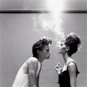 couple: non-smoking man and smoking woman
