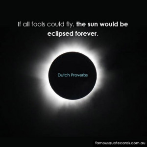 If all fools could fly, the sun would be eclipsed forever.”