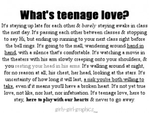 teenage love? It's staying up late for each other & barely staying ...
