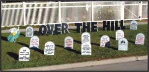 Over the hill yard greetings lawn card tombstones grim reaper signs ...
