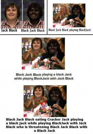 Black Jack Black eating Cracker Jack playing a black jack while ...