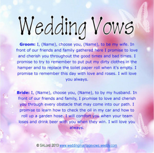Funny Wedding Marriage Vows - Silly Sample Vow Examples - Wedding570