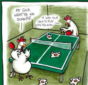 funny cartoon chickens playing ping pong broken eggs your idea to play