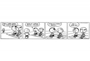 The first Peanuts comic strip is seen in a handout image. REUTERS ...