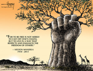 Mandela quote with fist tree toon