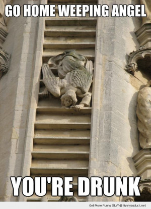 statue falling down stairs fallen angel go home drunk weeping funny ...